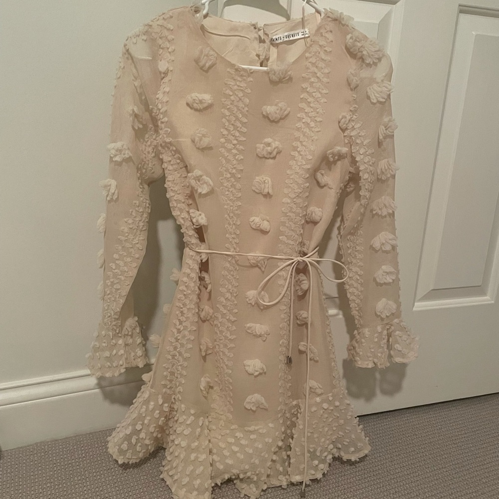 Cream long sleeve dress from These Three Boutique